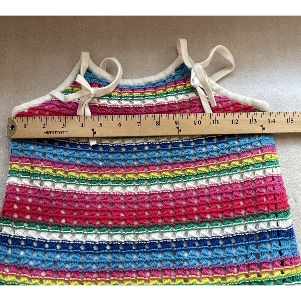 Gap Kids Rainbow Striped Crochet Dress Girls XL 12-13 Years  Multicolor Knit - Picture 4 of 9